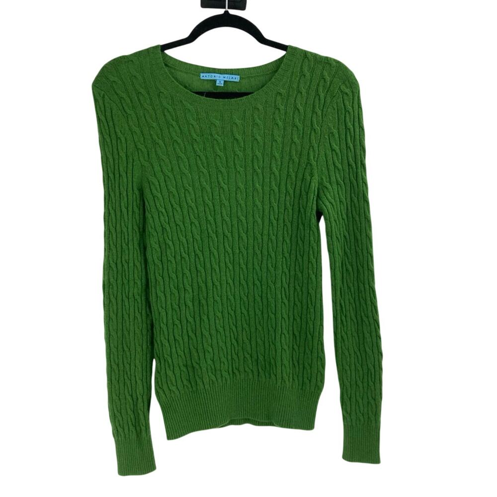 Antonio Melani Cashmere Cable Knot Kelly Green Sweater Women’s Small Tennis Prep
